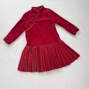 Elegant Kids Red Velvet Chinese Dress